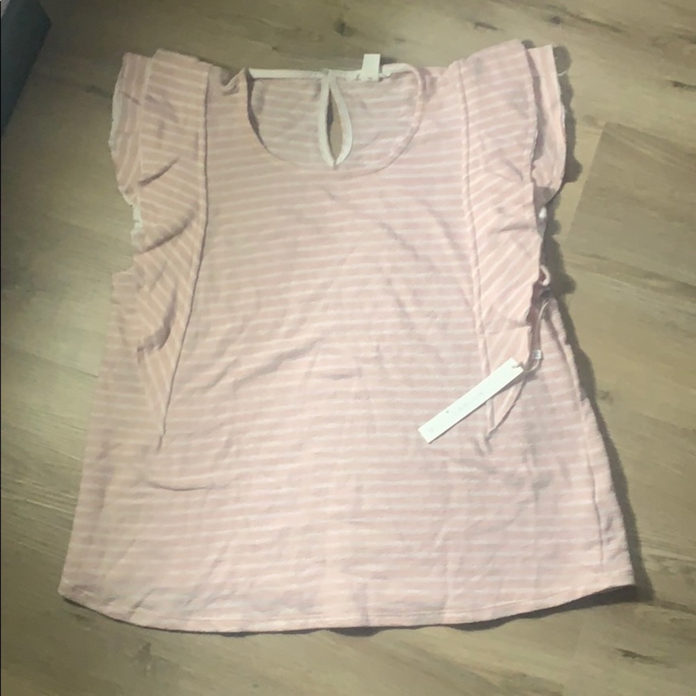 Caslon Striped Flutter Sleeved Top NWT